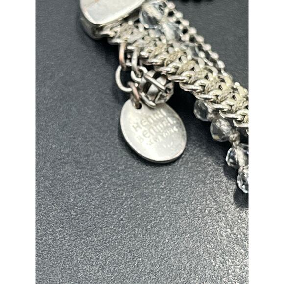 Henri Bendel Vintage Multistrand Silver-tone Clear Crystal Chain Toggle Bracelet - Picture 2 of 10